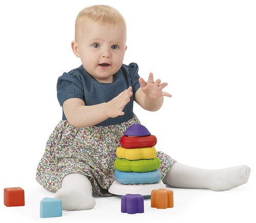 מגדל 4 טבעות 2 ב 1 למיון והערמת צורות