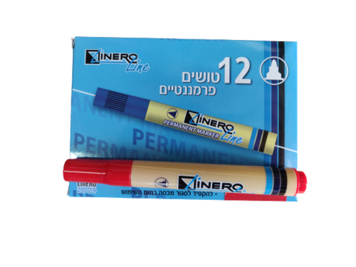 12 טושים לא מחיקים ראש עגול LINERO - צבעים לבחירה