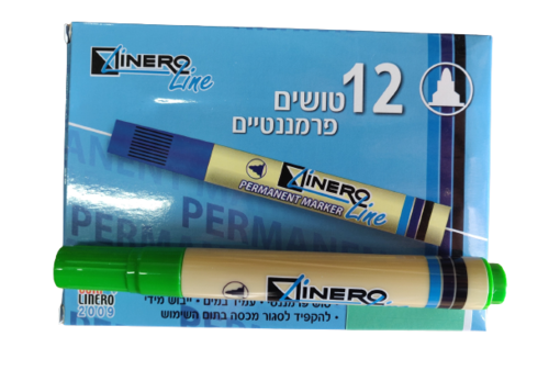 12 טושים לא מחיקים ראש עגול LINERO - צבעים לבחירה