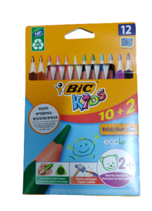 עפרונות צבעוניים ארוגונומיים ג'מבו - 12 צבעים BIC