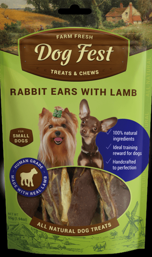 Dog Fest - אוזני ארנב עם כבש לכלבים קטנים - 55 גרם
