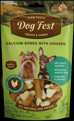 Dog Fest - עצמות קלציום עם עוף לכלבים קטנים - 55 גרם
