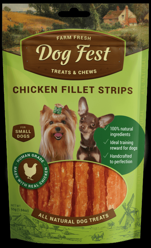 Dog Fest - רצועות פילה עוף לכלבים קטנים - 55 גרם