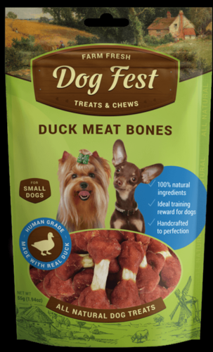 Dog Fest - עצמות עם בשר ברווז לכלבים קטנים - 55 גרם