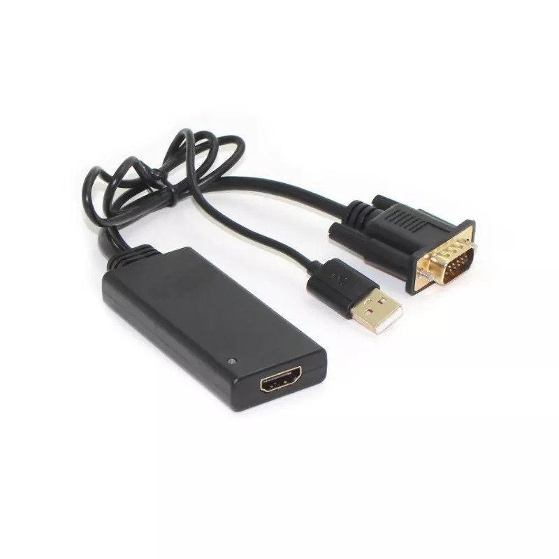 מתאם/ממיר מ- VGA זכר ל- HDMI נקבה כולל אודיו - Gold Touch
