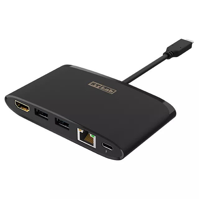 מתאם USB3.1 Type C זכר לשני USB HDMI LAN ו- DP נקבה. תומך 4K מבית ST-LAB