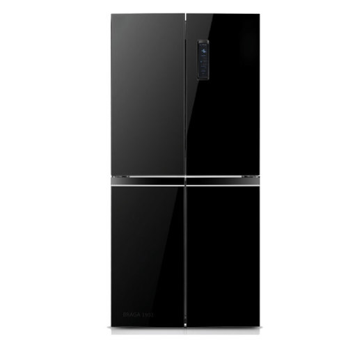    מקרר 4 דלתות בראגה דגם 630GB זכוכית שחורה