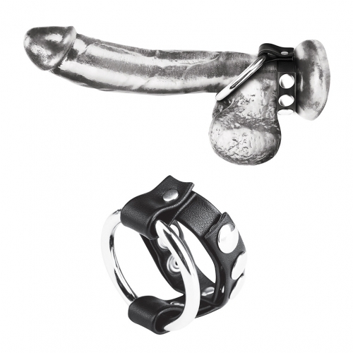 Metal Cock Ring With Adjustable Snap Ball Strap
