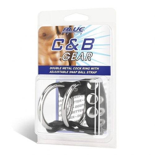 טבעת זקפה | Double Metal Cock Ring With Adjustable Snap Ball Strap