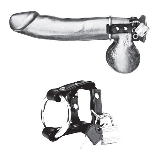  טבעת זקפה עם מנעול | Metal Cock Ring With Adjustable Snap Ball Strap