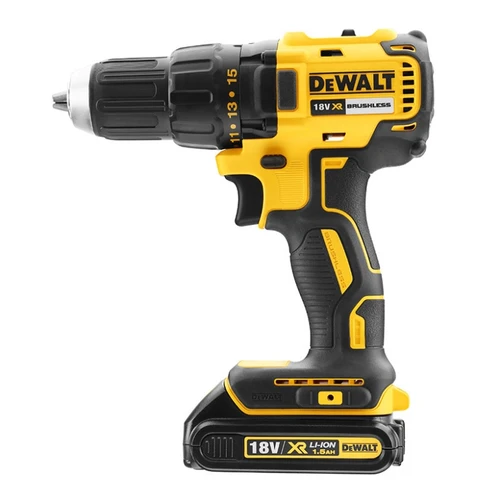 מברגה/מקדחה + 2 סוללות 1.5A בראשלס - דיוולט DeWALT -דגם 18V DCD777S2T