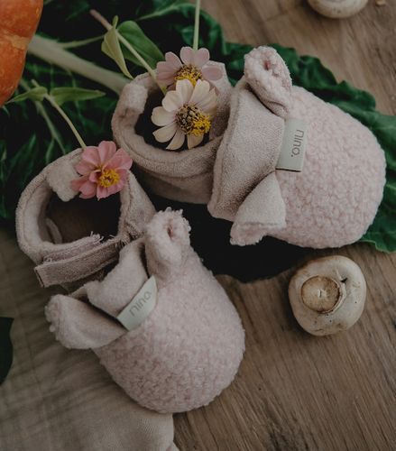 נעלי בית לתינוק עם ריפוד פנימי וסוליה מונעת החלקה מידה S (0-6 חודשים) - ורוד