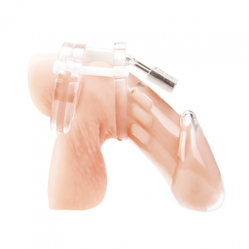 חגורת צניעות כלוב לאיבר המין של הגבר Acrylic See - Thru Chastity Cock Cage