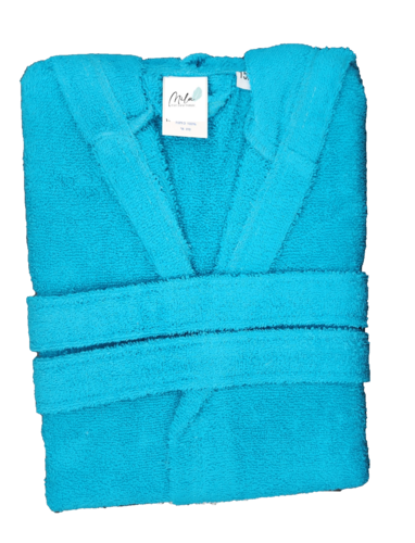 חלוק כותנה איכותי בצבע טורקיז עם תחושת רכות מפנקת לשימוש יומיומי