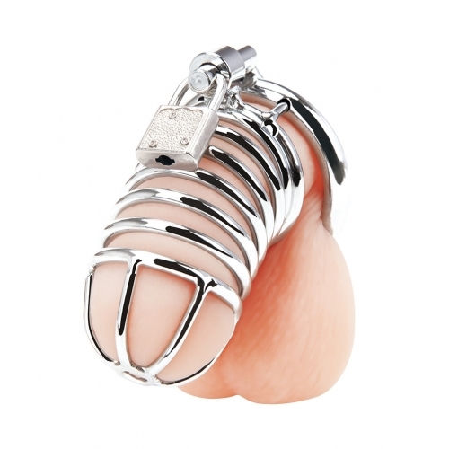 חגורת צניעות כלוב ממתכת לאיבר המין של הגבר Blue Line - Deluxe Chastity Cock Cage