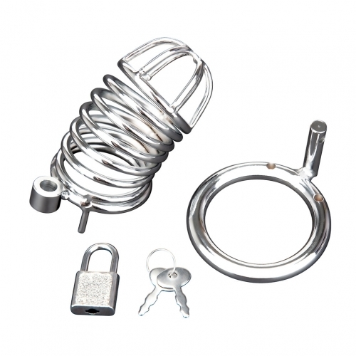 חגורת צניעות כלוב ממתכת לאיבר המין של הגבר Blue Line - Deluxe Chastity Cock Cage