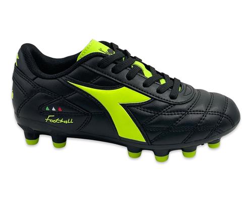 נעלי כדורגל עם פקקים לילדים Diadora calcio italiano בצבע שחור עם לוגו צהוב