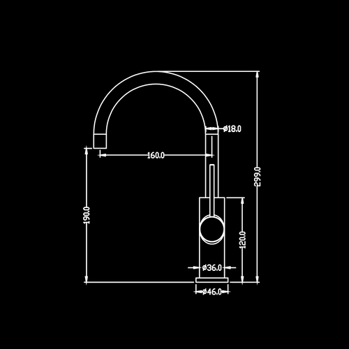 ברז קשת רחצה, אור-נלה, גרפיט 316 PG