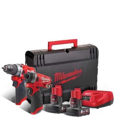 סט אימפקט + מברגה/מקדחה 12V + שתי סוללות 6.0AH