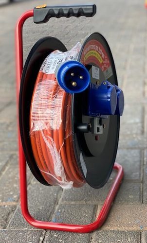 תוף כבל מאריך 25 מטר שקע כפול תעשייתי