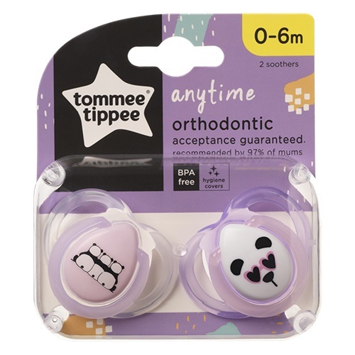 זוג מוצצי סיליקון אורתודנטיים 0-6 חודשים Tommee Tippee