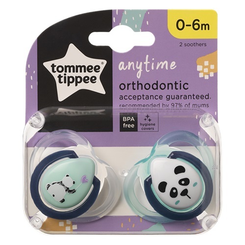 זוג מוצצי סיליקון אורתודנטיים 0-6 חודשים Tommee Tippee