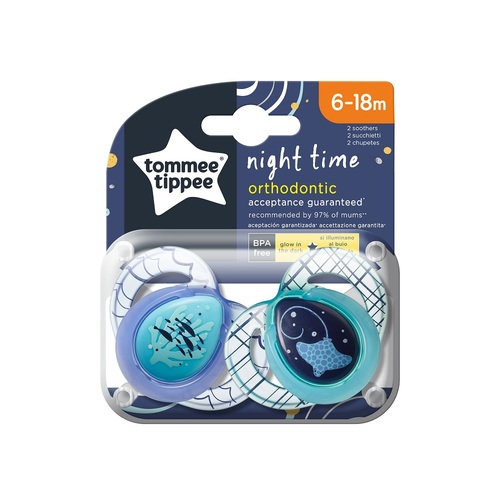 זוג מוצצים זוהרים בחושך 6-18 חודשים Tommee Tippee