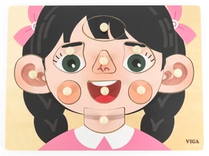 פאזל כפתורי עץ הכרת הפנים עם כיתוב בעברית 9 חלקים - בת