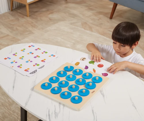 מי הזוג? משחק זיכרון עם לוח עץ ו 10 כרטיסיות להכרת צורות, צבעים, חיות ועוד