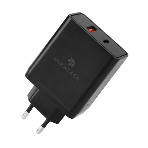 מטען קיר 65W + כבל 100W מבית MIRACASE MWC65PQ C TO C  - שחור