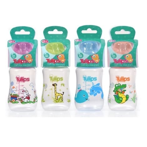 בקבוק פיה רחבה מצויר Tulips