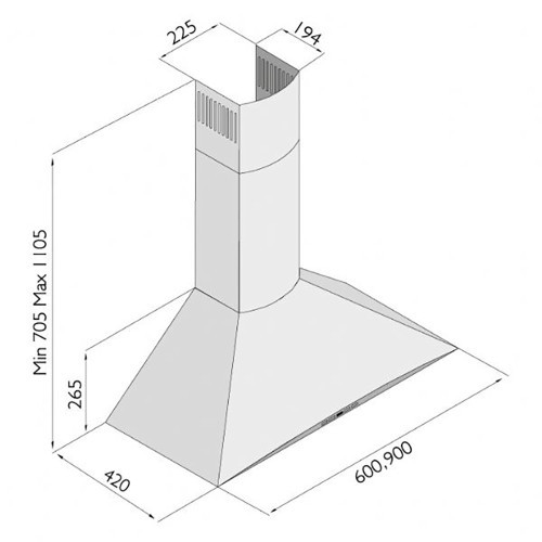 קולט אדים LYVENT  60CM נירוסטה דגם  LV-T-295B
