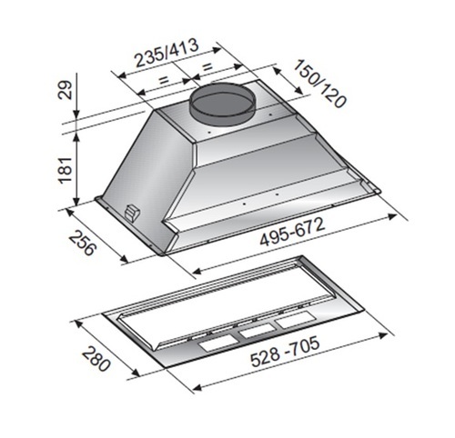 קולט אדים בנוי LyVent  80CM נירוסטה דגם LV-B-831