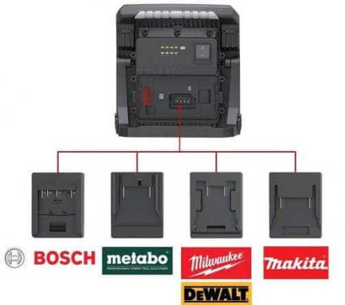 פנס זרקור לד נטען 4500 לומן +מתאמים לסוללות כלים נטענות 