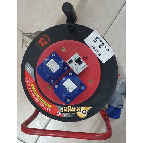 תוף כבל מאריך 25 מטר שקע כפול תעשייתי