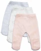שלישיית מכנסי תינוק עם רגליות 100% כותנה NB - אפור בהיר קשת/שמנת קשתות/ורוד כוכבים