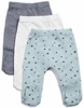 שלישיית מכנסי תינוק עם רגליות 100% כותנה 0-3 - אפור/תכלת כוכבים/שמנת