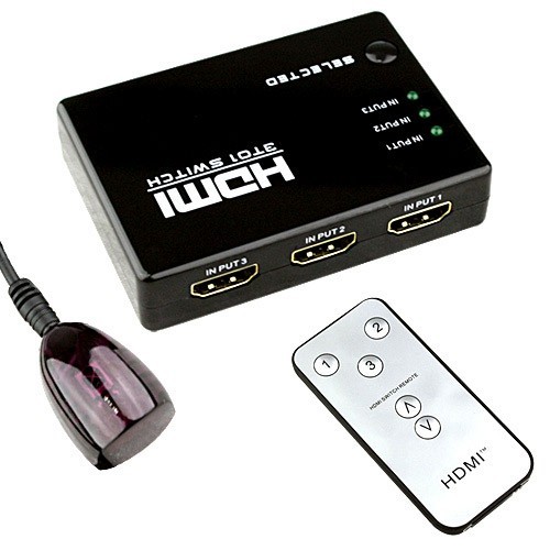 מפצל בורר 3 כניסות HDMI + שלט