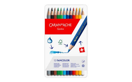 סט 12 עפרונות אקוורל CARAND'ACHE FANCOLOR