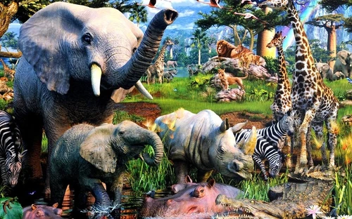 פאזל רצפה גדול 18,000 חלקים - חיות ג'ונגל