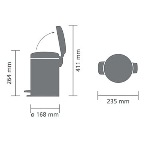 פח פדל 3 ליטר NewIcon - אפור בטון מינרלי Brabantia