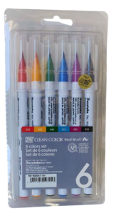 טוש מכחול זיג ZIG CLEAN COLOR - סט 6 צבעים