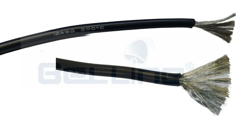 כבל מתח 12AWG - 4.5mm בידוד סיליקון צבע שחור גמיש במיוחד