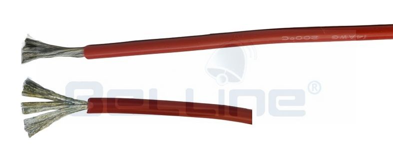 כבל מתח 14AWG - 3.5mm בידוד סיליקון צבע אדום גמיש במיוחד