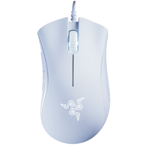 עכבר גיימינג חוטי Razer DeathAdder Essential White בצבע לבן עם תאורה ירוקה