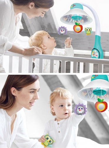 מובייל מסתובב לתינוק עם מקרן תקרה היער הקסום 3 ב 1
