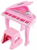 אורגן בדמות פסנתר כנף עם 37 קלידים, ספסל, מיקרופון ואפשרות הקלטה - ורוד