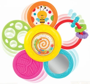 רעשן פעילות פרח מסתובב ונשכן עם אפשרות הדבקה למשטחים חלקים