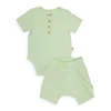 סט בגד גוף שרוול קצר ורגלית לתינוק פוינטל 100% כותנה - 3-6 ירוק