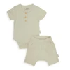 סט בגד גוף שרוול קצר ורגלית לתינוק פוינטל 100% כותנה - 3-6 אפור